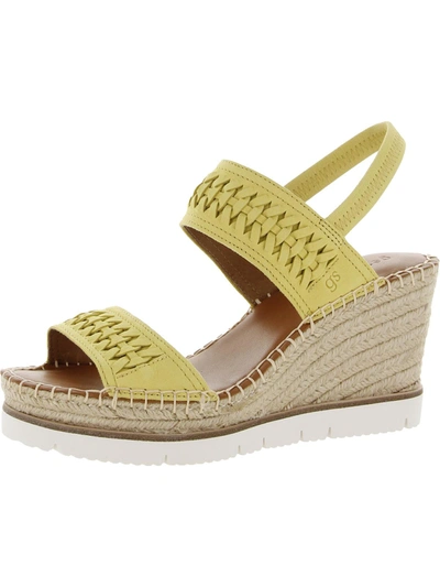 Shop Gentle Souls By Kenneth Cole Elyssa Womens Leather Slingback Wedge Sandals In Yellow