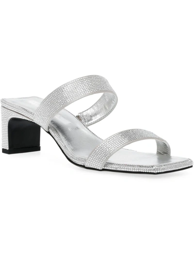 Shop Anne Klein Jaimie Womens Embellished Slip-on Mules In Silver