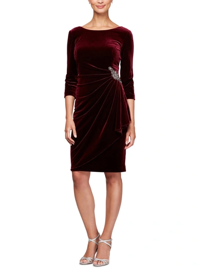 Shop Alex Evenings Womens Velvet Embellished Cocktail And Party Dress In Pink