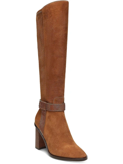 Shop Donald J Pliner Moriah Womens Embossed Buckle Knee-high Boots In Brown