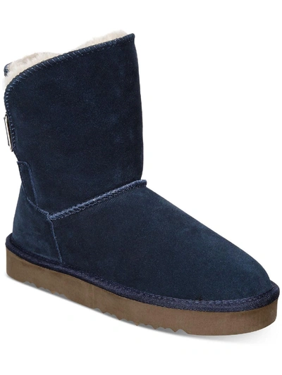 Shop Style & Co Teenyy Womens Suede Pull On Ankle Boots In Blue