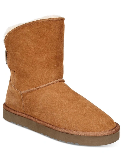 Shop Style & Co Teenyy Womens Suede Pull On Ankle Boots In Brown