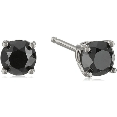 Shop Vir Jewels 1/2 Cttw Black Diamond Stud Earrings 14k White Or Yellow Gold Round 4 Prong In Silver