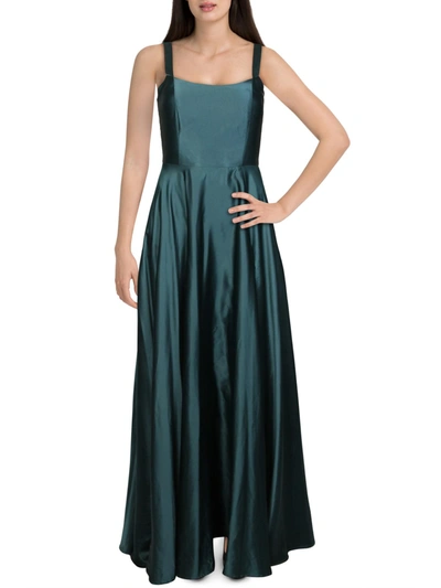Shop B Darlin Juniors Womens Satin Sleeveless Evening Dress In Green