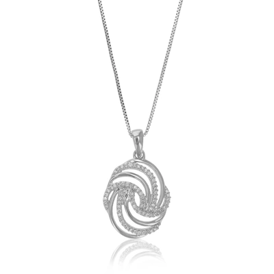 Vir Jewels 1/10 Cttw Lab Grown Diamond Prong Set Swirl Pendant Necklace .925 Sterling Silver 2/5 Inch With 18 I In Silver