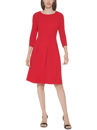 Shop Calvin Klein Womens A-line Knee Midi Dress In Red