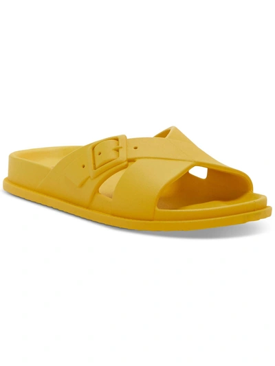 Shop Lucky Brand Roseleen Womens Slip On Footbed Slide Sandals In Yellow