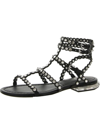 Shop Ash Sa Womens Leather Rhinestone Gladiator Sandals In Black
