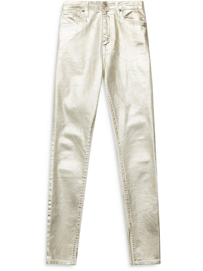Shop Jonathan Simkhai Rae Womens High Rise Skinny Fit Ankle Jeans In Gold