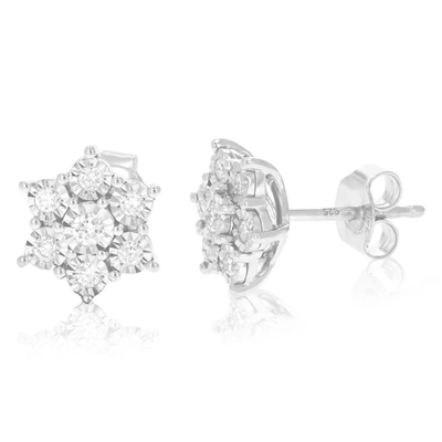 Vir Jewels 1/3 Cttw Lab Grown Diamond Stud Earrings For Her Round Cut And Prong Set .925 Sterling Silver In Silver