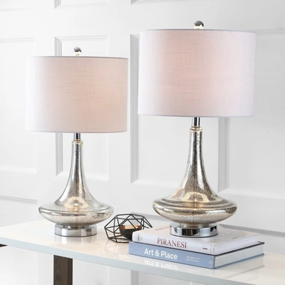 Jonathan Y Cecile 25.5" Glass Teardrop Led Table Lamp (set Of 2)