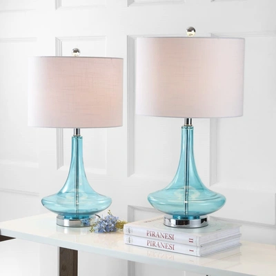 Jonathan Y Cecile 25.5" Glass Teardrop Led Table Lamp (set Of 2)
