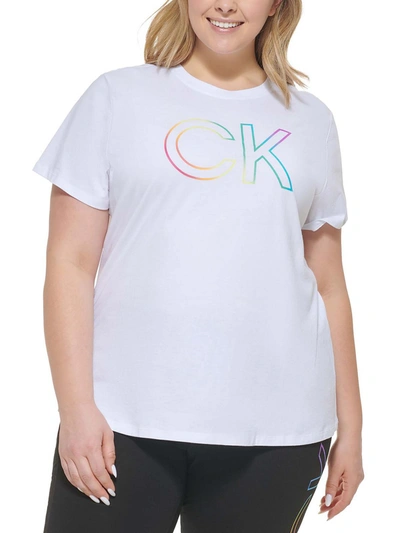 Shop Calvin Klein Performance Womens Logo Crewneck T-shirt In White
