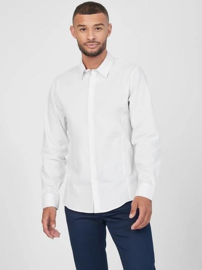 Shop Guess Factory Damon Poplin Shirt In White