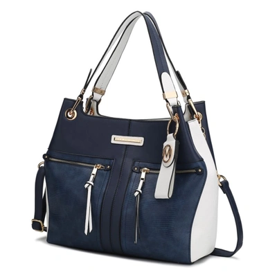 Shop Mkf Collection By Mia K Sofia Vegan Leather Tote With Keyring In Blue