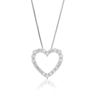Vir Jewels 1 Cttw Lab Grown Diamond Heart Pendant Necklace .925 Sterling Silver 2/3 Inch With 18 Inch Chain In Silver