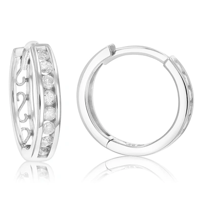 Vir Jewels 1/3 Cttw Diamond Hoop Earrings .925 Sterling Silver 16 Stones Dangle 1/2 Inch In Silver