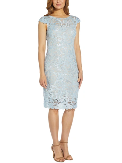 Shop Adrianna Papell Womens Lace-overlay Midi Sheath Dress In Multi