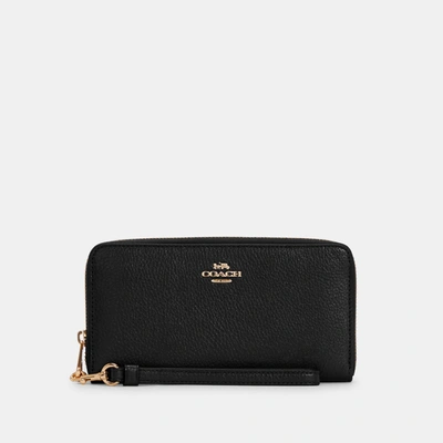 Shop Coach Outlet Long Zip Around Wallet In Black