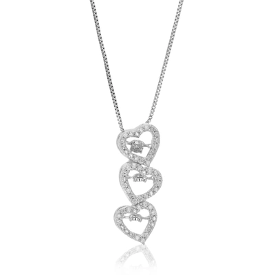 Vir Jewels 1/6 Cttw Lab Grown Diamond Triple Heart Pendant Necklace .925 Sterling Silver 1/4 Inch With 18 Inch In Silver