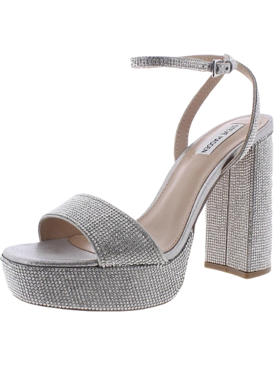 Shop Steve Madden Lessa-r Womens Glass Open Toe Heel Sandals In Silver
