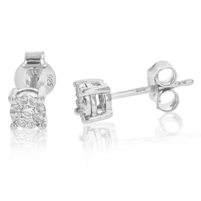 Vir Jewels 1/8 Cttw Round Lab Grown Diamond Stud Earrings In .925 Sterling Silver Prong Settings In Silver