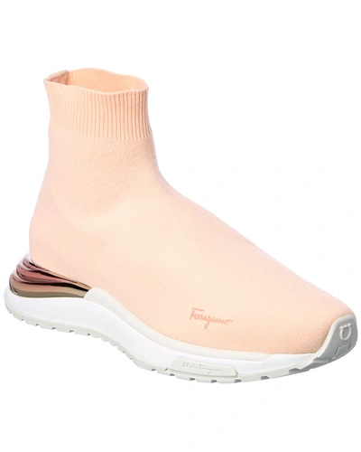 Shop Ferragamo Salvatore  Ninette Knit Sock Sneaker In Pink