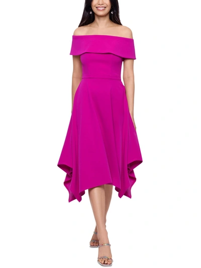 Shop X By Xscape Womens Handkerchief Hem Off-the-shoulder Cocktail And Party Dress In Pink