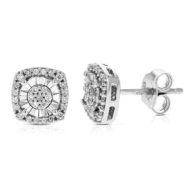 Vir Jewels 1/5 Cttw Round Cut Lab Grown Diamond Earrings Square Studs In .925 Sterling Silver Prong Set In Silver