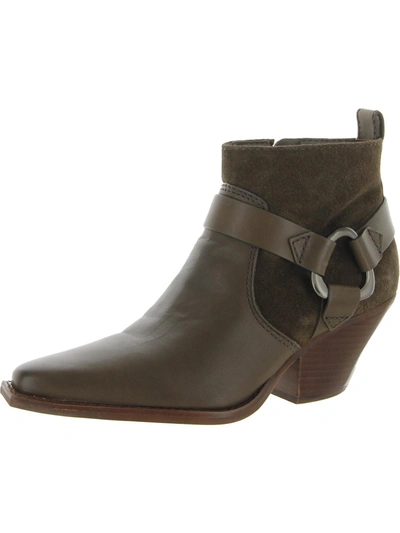 Shop Vince Camuto Nenanie Womens Leather Zipper Ankle Boots In Green