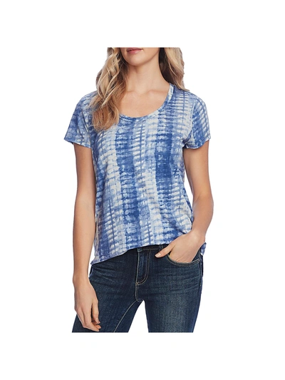 Shop Vince Camuto Womens Tie-dye Scoopneck T-shirt In Blue