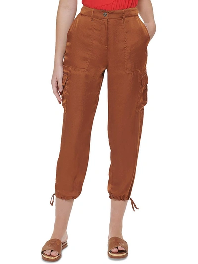 Shop Dkny Womens Textured Utility Cargo Pants In Brown
