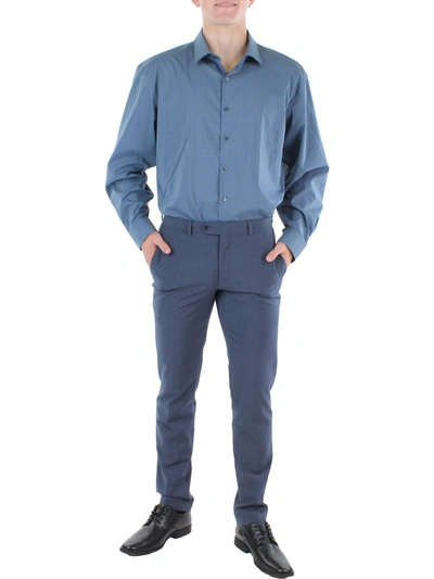 Shop Alfani Mens Regular Fit Plaid Button-down Shirt In Blue
