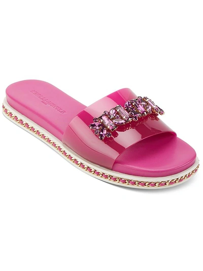 Shop Karl Lagerfeld Bijou Womens Flats Embellished Flip-flops In Pink