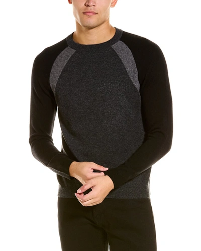 Shop Autumn Cashmere Colorblocked Raglan Wool & Cashmere-blend Crewneck Sweater In Grey