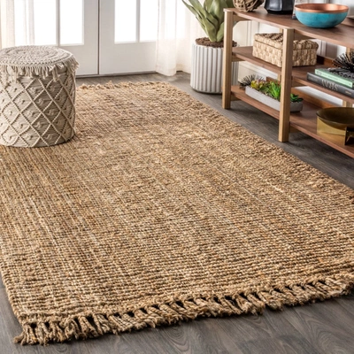 Jonathan Y Pata Hand Woven Chunky Jute With Fringe Area Rug
