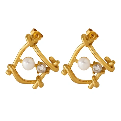 Shop Akalia Around Pearls Earrings In Gold