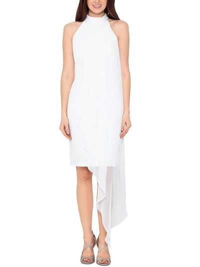Shop Betsy & Adam Womens Chiffon Overlay Asymmetric Halter Dress In White