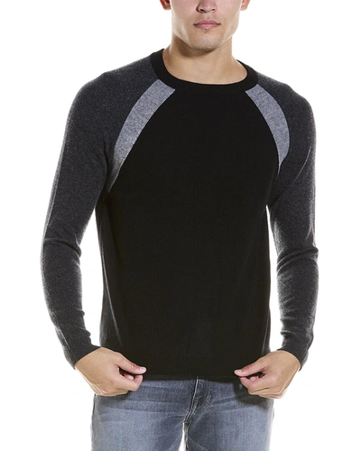 Shop Autumn Cashmere Colorblocked Raglan Wool & Cashmere-blend Crewneck Sweater In Black