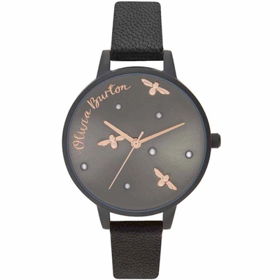 Shop Olivia Burton Women's Black Dial Watch In Grey