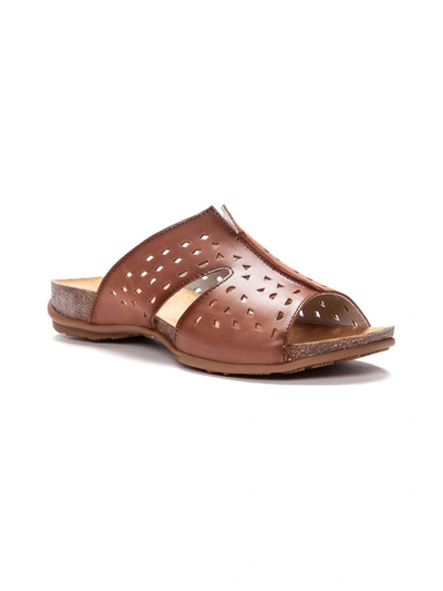 Shop Propét Fionna Womens Leather Perforated Footbed Sandals In Brown