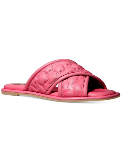 Shop Michael Michael Kors Gideon Womens Faux Leather Criss-cross Front Slide Sandals In Multi