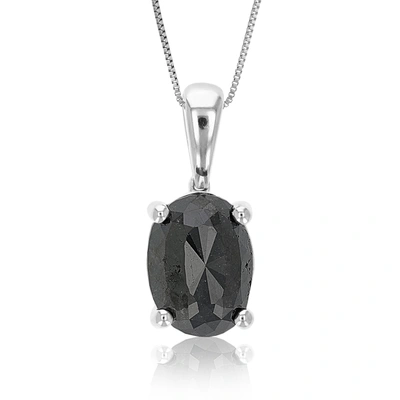 Vir Jewels 4 Cttw Oval Shape Black Diamond Pendant Necklace Sterling Silver With Chain