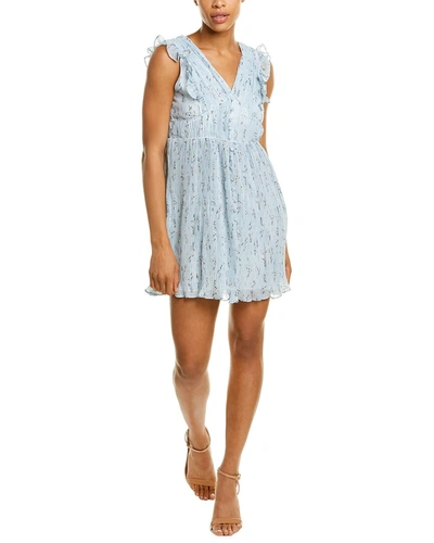 Shop Avantlook V-neck Floral Printed Mini Dress In Blue