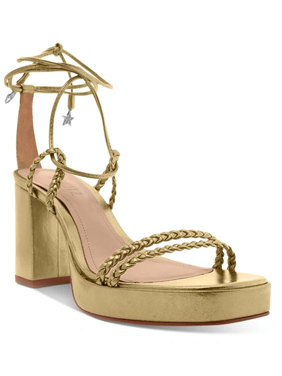 Shop Schutz Lunah Plat Womens Leather Ankle Strap Block Heels In Gold