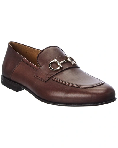 Shop Ferragamo Gin Leather Loafer In Brown