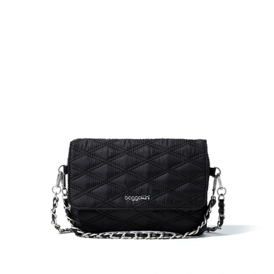 Shop Baggallini Women's Flap Crossbody Bag With Chain In Black