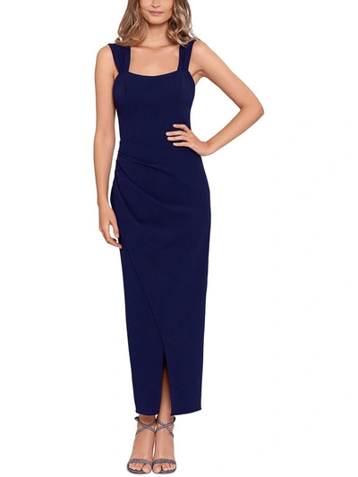 Shop Betsy & Adam Womens Strappy-back Maxi Evening Dress In Blue