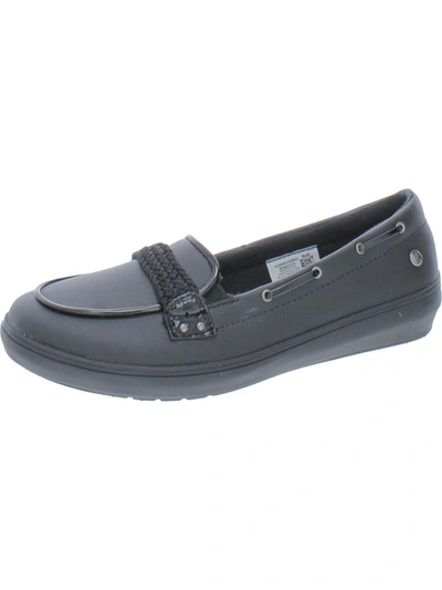 Shop Grasshoppers Windsor Womens Leather Stretch Fashion Loafers In Black