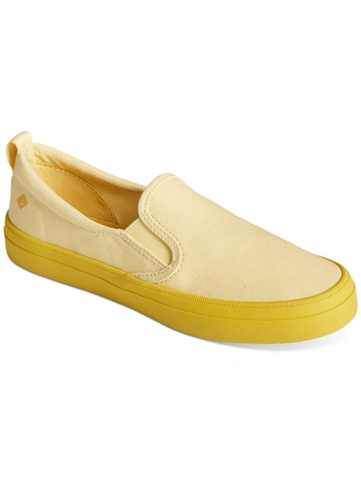 Shop Sperry Crest Tg Womens Canvas Laceless Slip-on Sneakers In Yellow